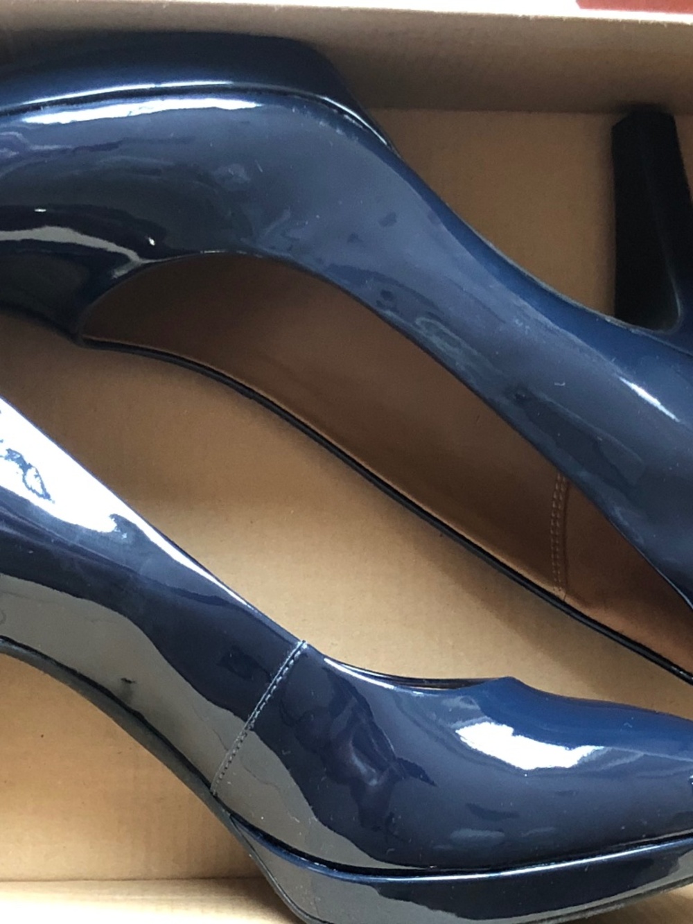 Clarks Navy Patent Leather High Heel Pumps